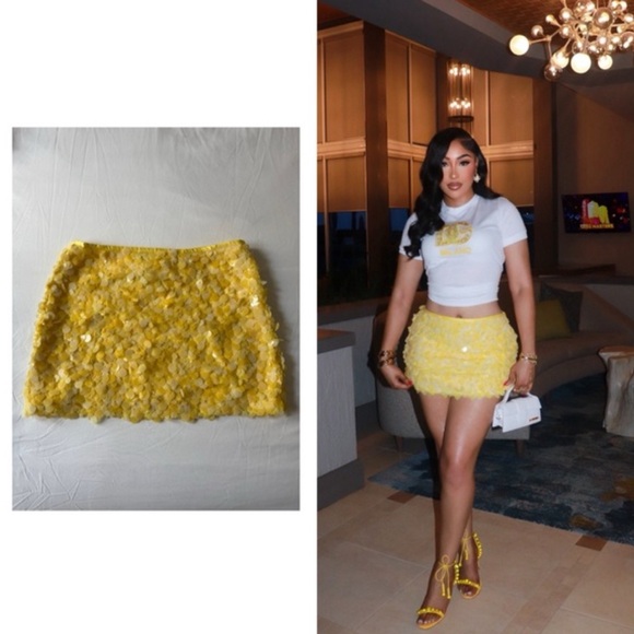Yellow sequin skirt